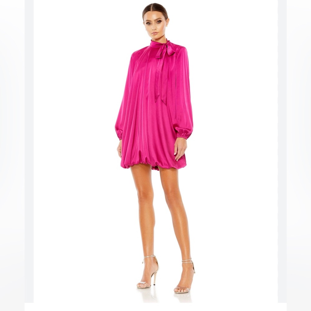 Mac Duggal Fuchsia Long Sleeve Dress